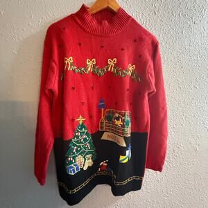 OHI Christmas Sweater Vintage Size Medium Ramie